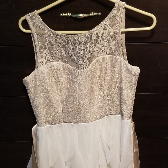 Lace Illusion Top Tiered Mesh Skirt Party Dress - Picture 2 of 5